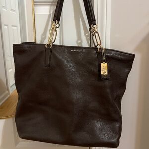 Vintage Coach Madison North/South Tote Shoulder Brown Pebbled Leather